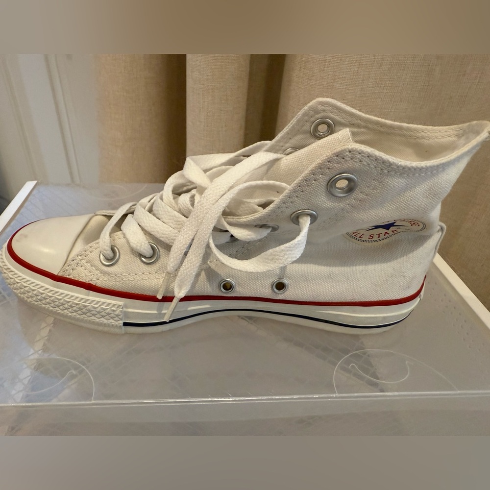 Converse Kids High-Top Sneakers - White with Red and Blue Accents